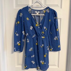 Old Navy Blue and Yellow Floral Maternity Top